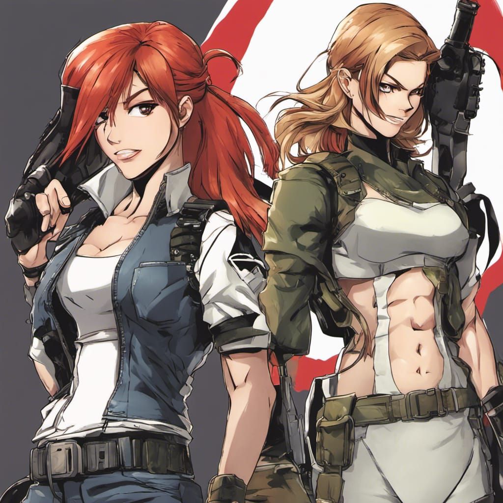 Anime Style: Red-Haired Girl with Sonya Blade