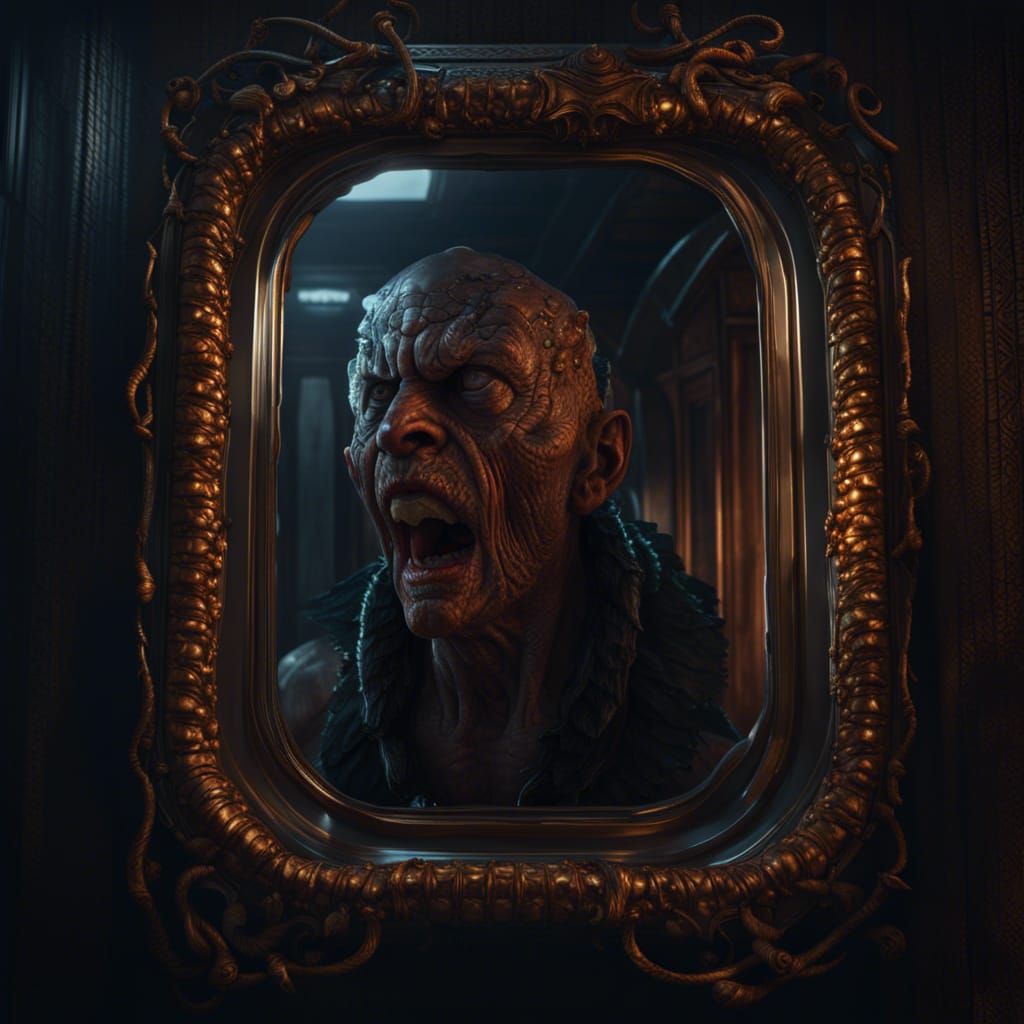 Trapped Reflection: Hyperrealistic Horror Art