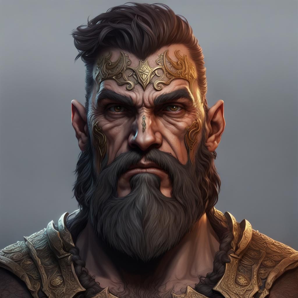 Goliath Greathammer Portrait in Dungeons and Dragons Style