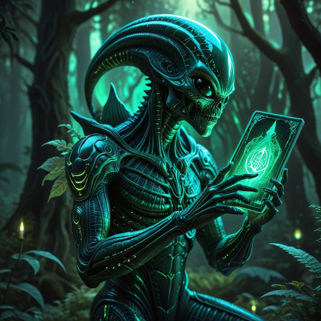 Mysterious Forest Encounter: Alien Tarot Reader
