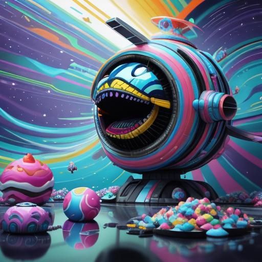 Candy Art Sci-Fi Scene in Digital Illustration