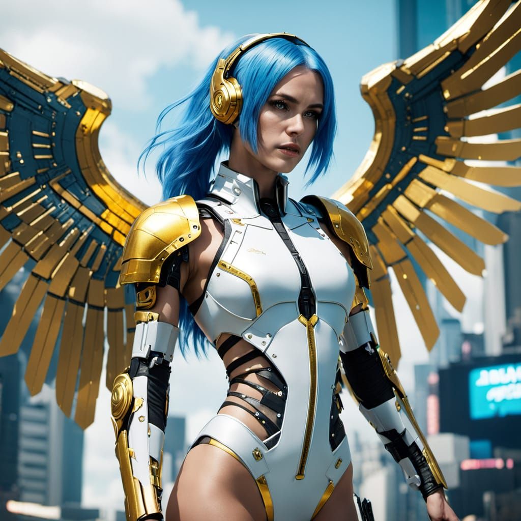 Cyborg Valkyrie in Cyberpunk Style