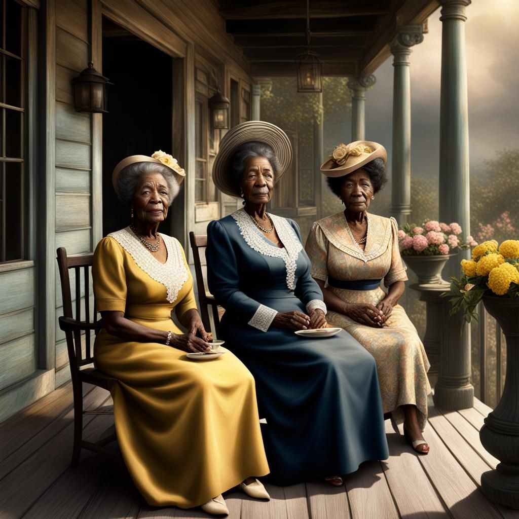 1940s Porch Scene with African American Women