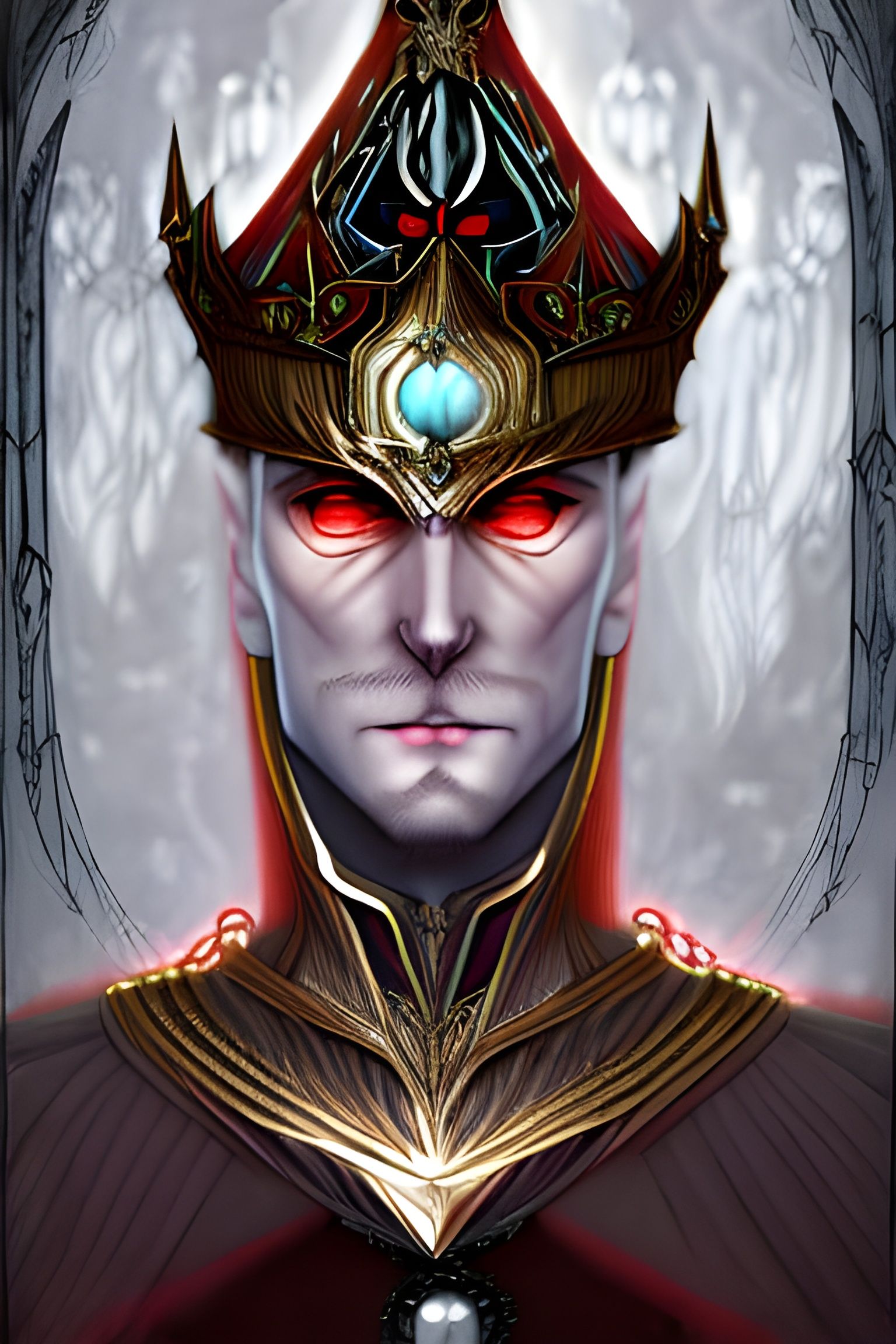 Vampire Prince Portrait in Art Nouveau Style