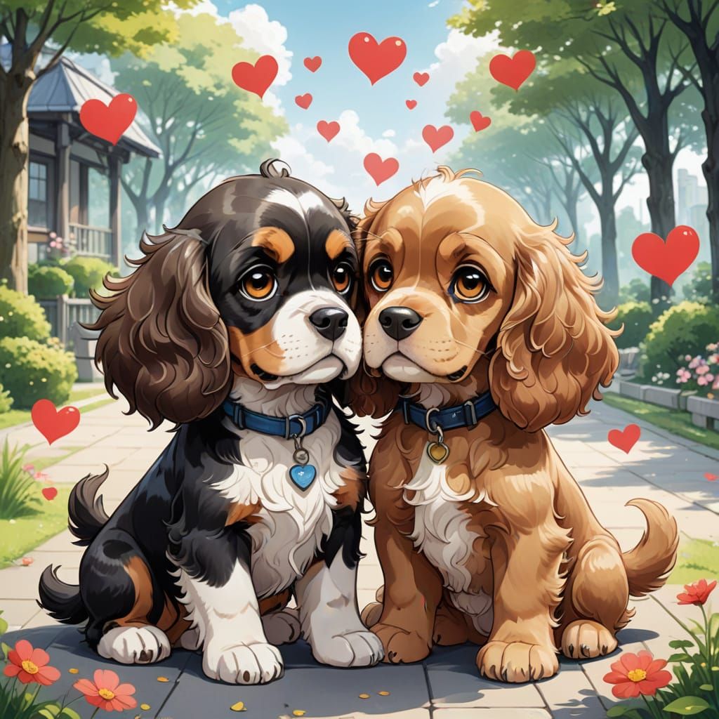 Cute Cartoon Animal Lovers in Kawaii Style