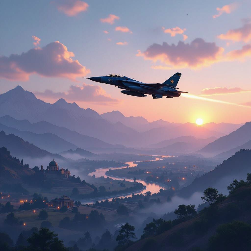 Dawn Over Pakistan Landscape with Military Offensive