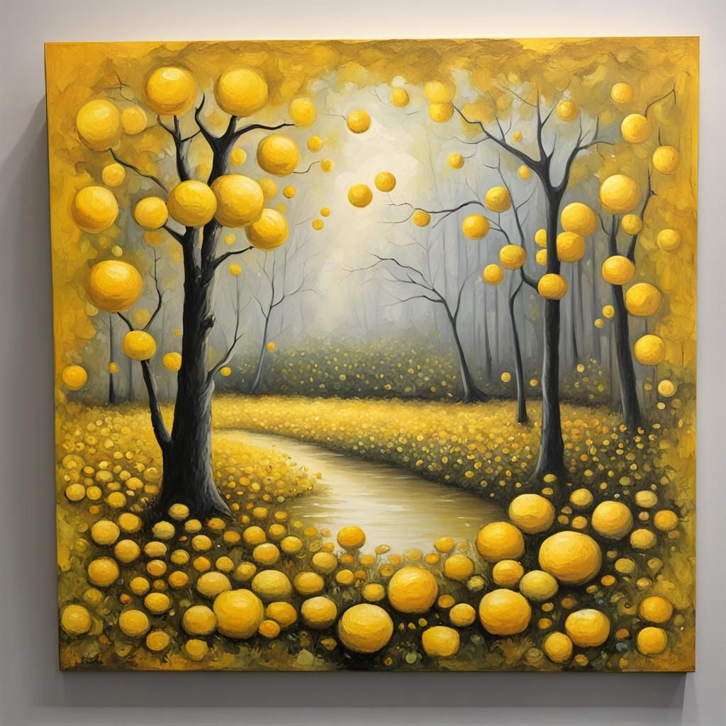 Yellow Fantasy Landscape as Impasto Oil Painting