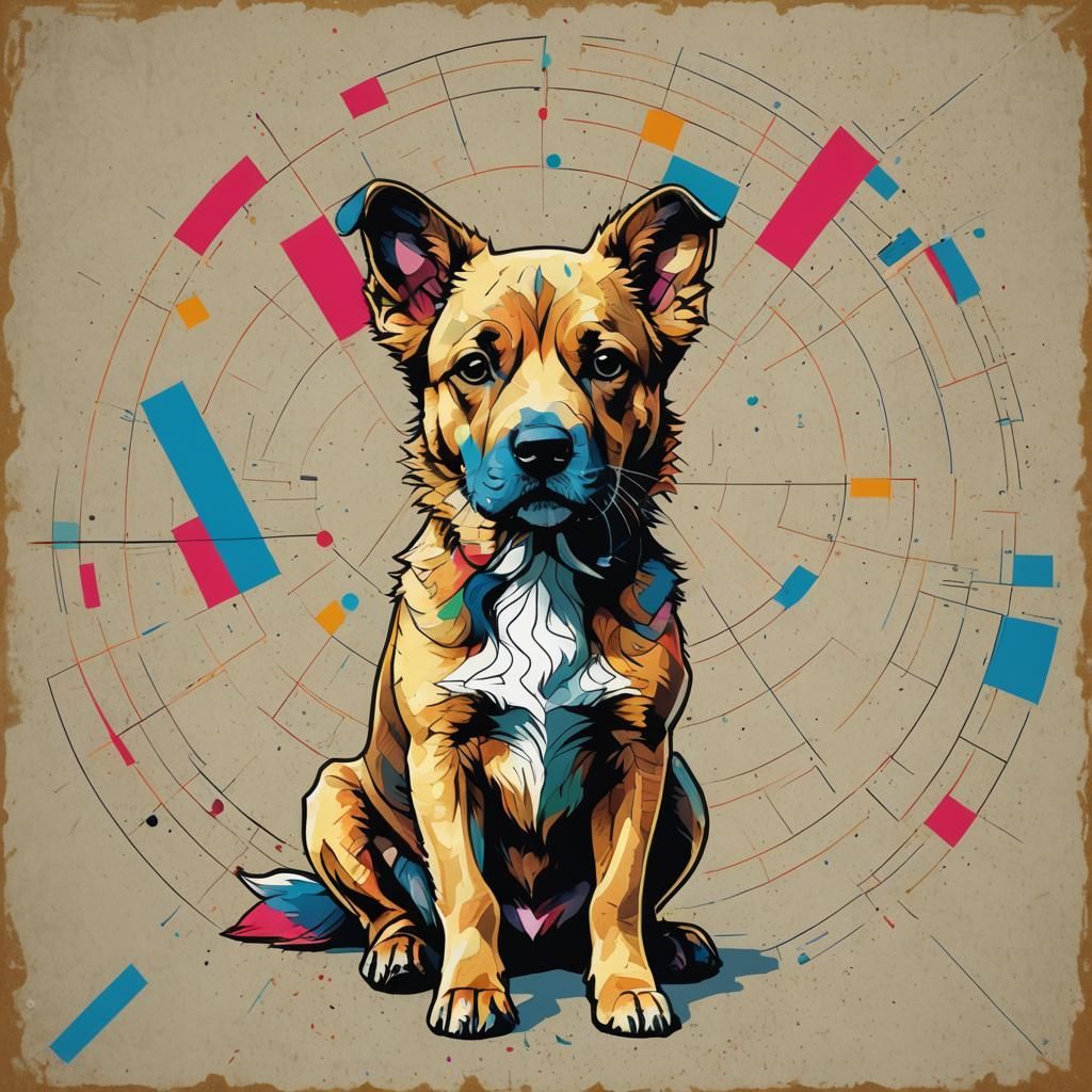 Pop Art Dog Screen Print in Bauhaus Style