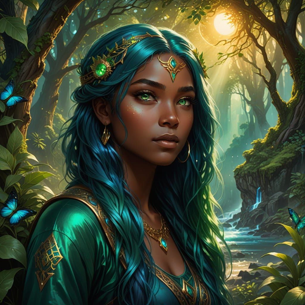 Gaia Portrait: Digital Illustration in Fantasy Art Style