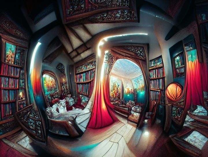 Candlelit Renaissance Interior with Art Nouveau Flair