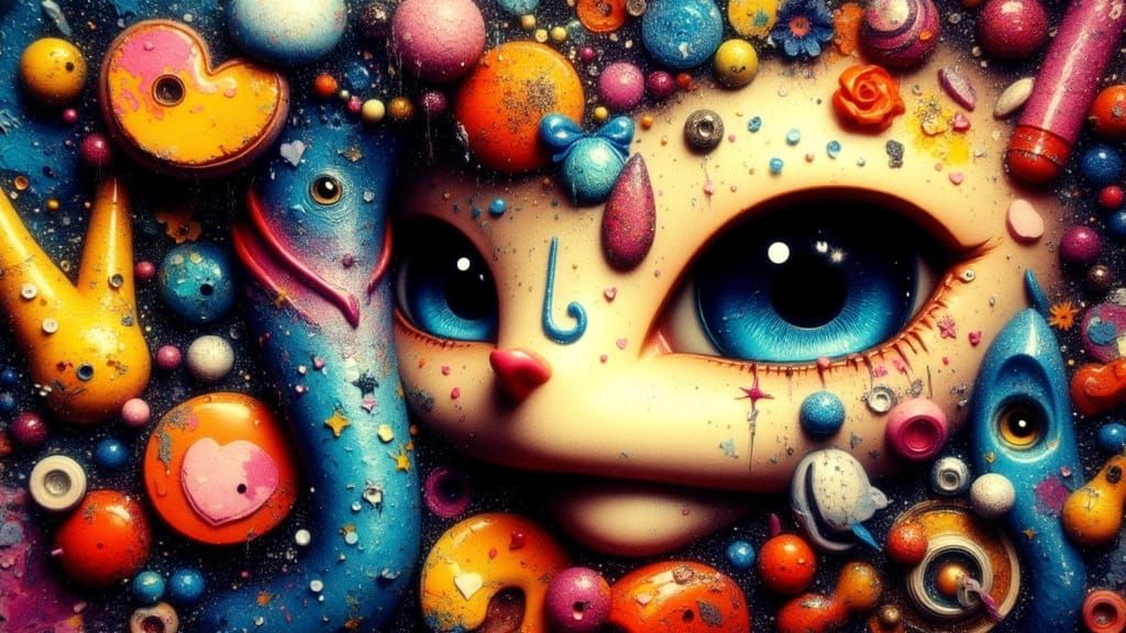 Dreamlike Abstract Portrait with Piercing Eyes