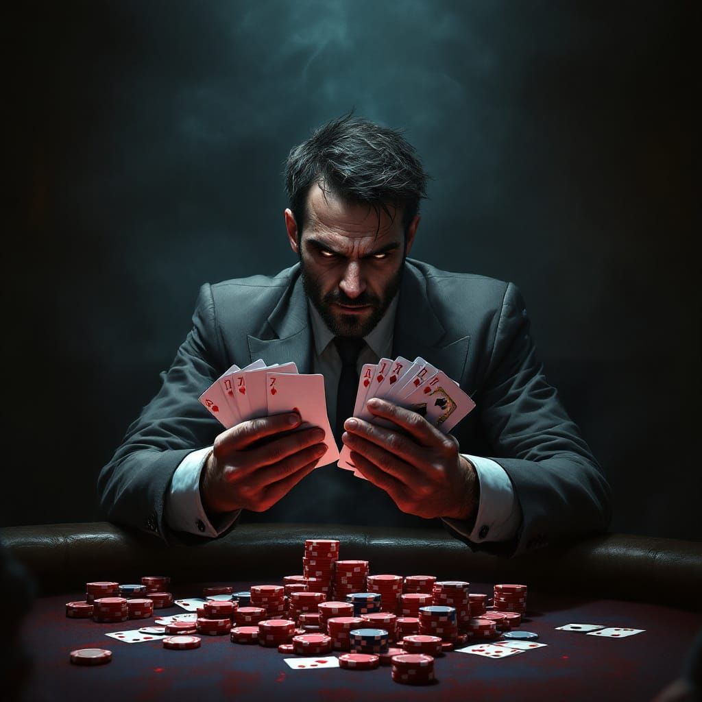 Desperate Poker Player All-In With Bad Hand