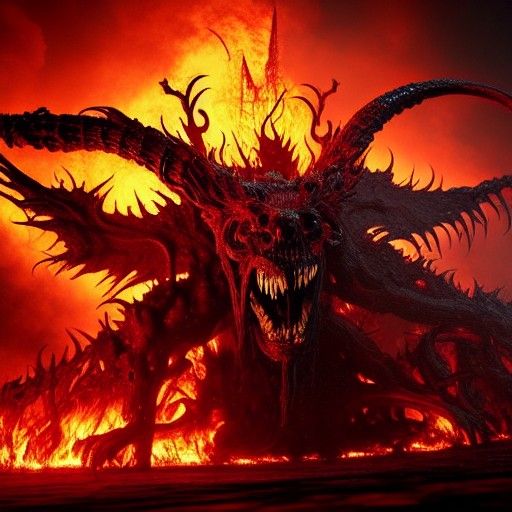 Burning Zombiecore Demon in Hyperrealistic Digital Painting