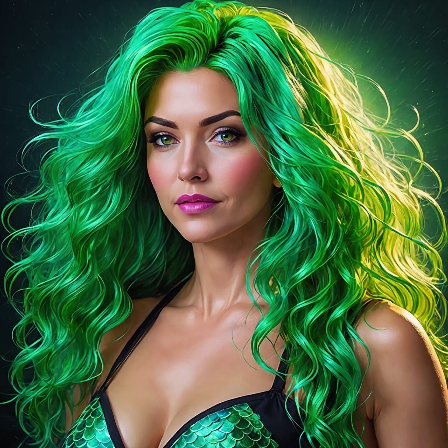 Bioluminescent Mermaid in a Surrealist Oil Painting