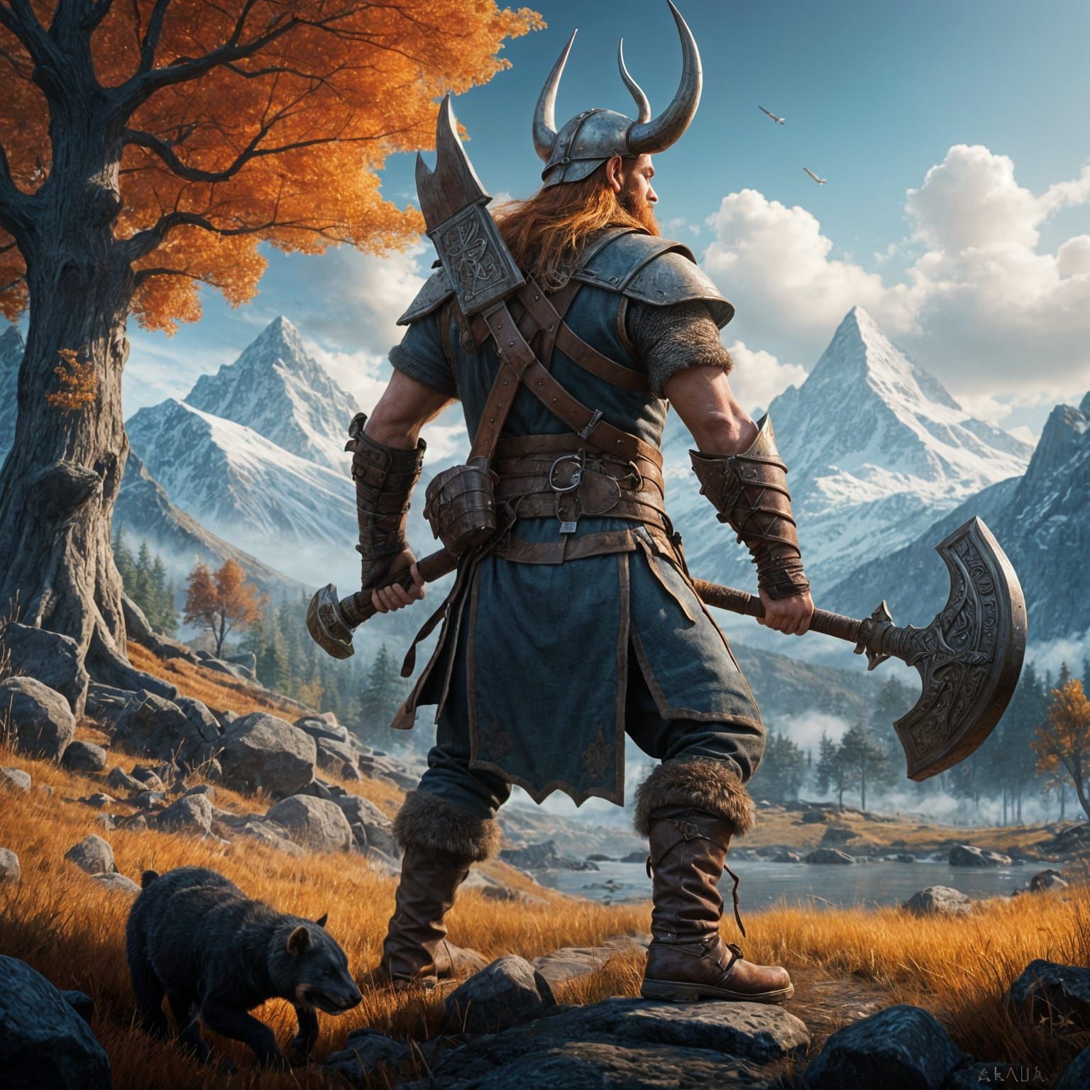 Epic Viking Warrior in Battle