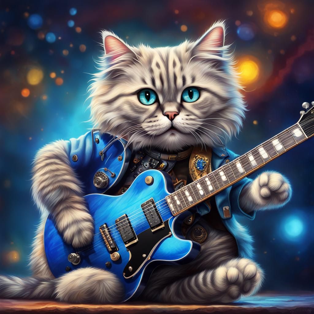 Rock and Roll Cat Playing Guitar