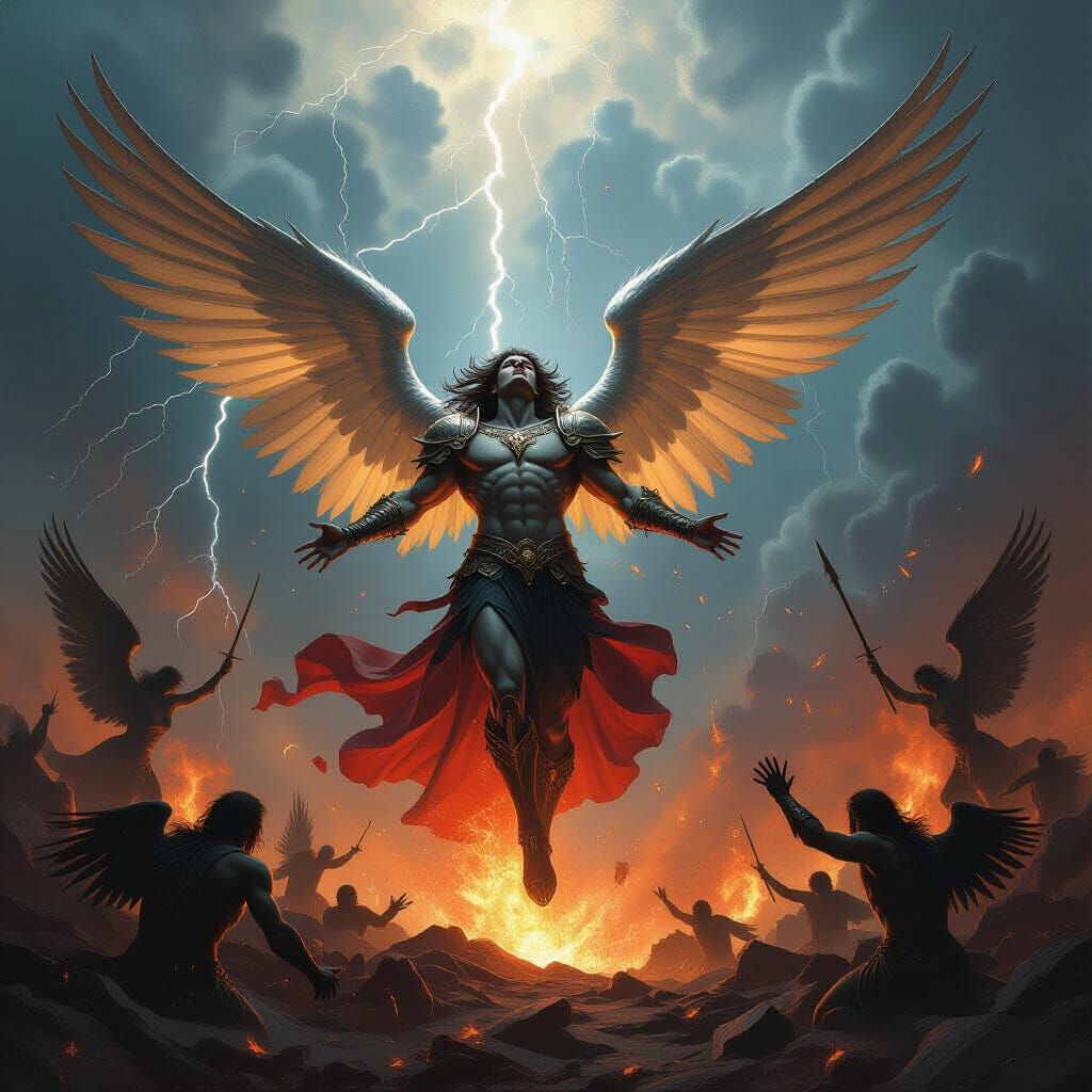Fallen Archangel Lucifer's Tragic Plunge