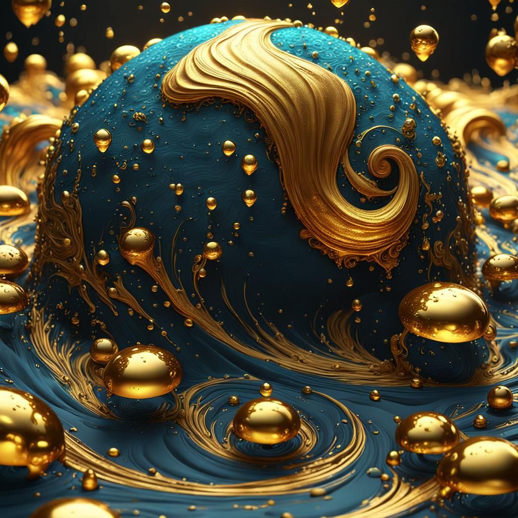 Underwater Golden Swirls: Fantasy Concept Art