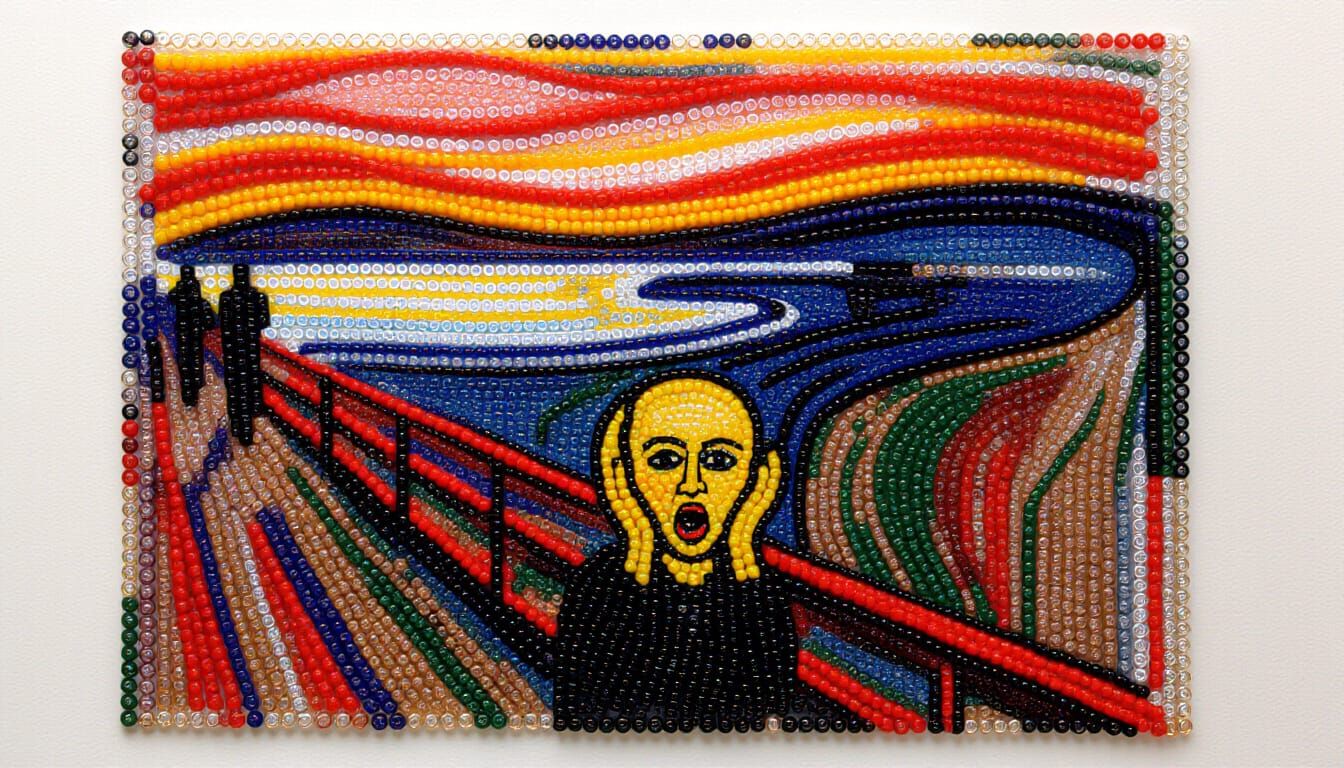 Beaded Recreation of Edvard Munch's 'The Scream'