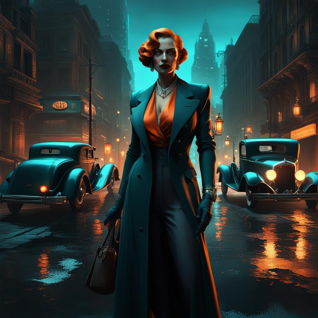 Noir Mafia Godmother in Dark Fantasy City