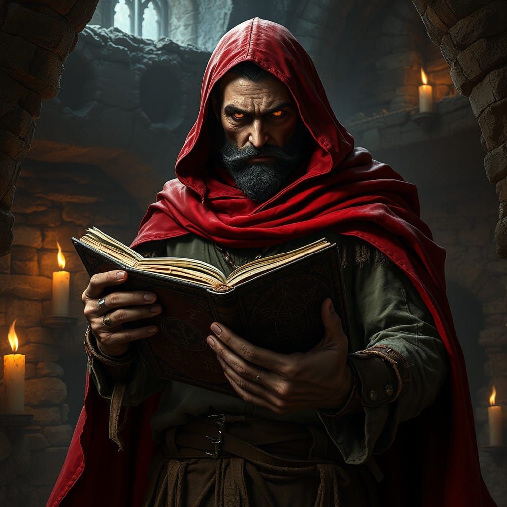 Mysterious Necromancer in Crimson Robes Holds the Forbidden...