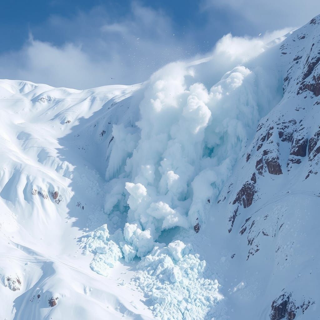 Surreal Avalanche Scene in Vibrant Colors