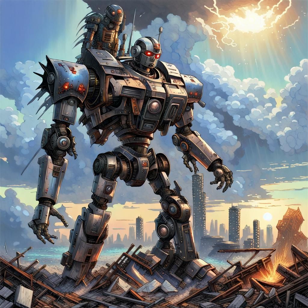 Dieselpunk Robot Rampage in Apocalyptic City