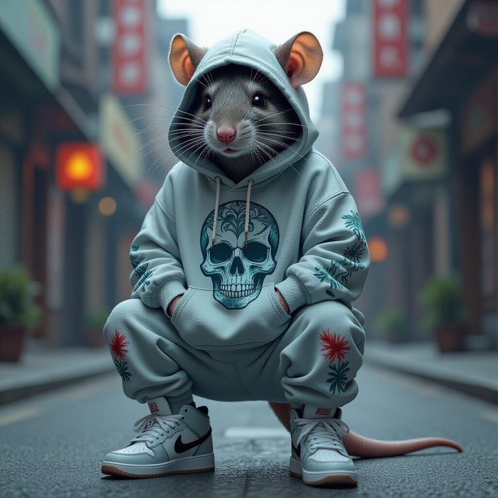 Scarred Rodent Commander in Designer Streetwear