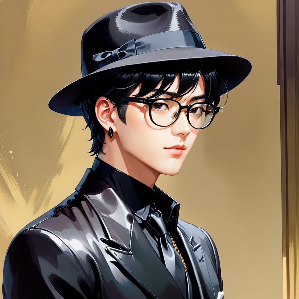 Stylish Man in Fedora, Anime Manga Style
