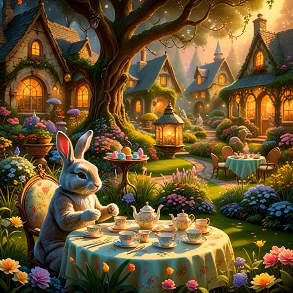 Ethereal Easter Fantasy Scene in Whimsical Style