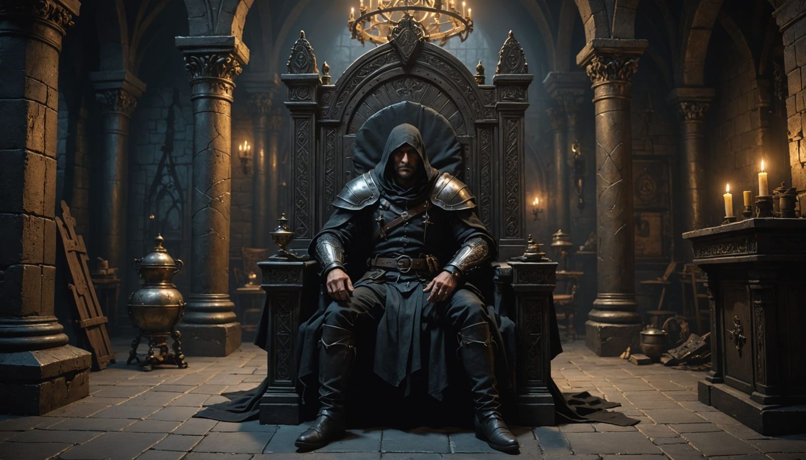 Dark Fantasy Thief in Regal Hiding