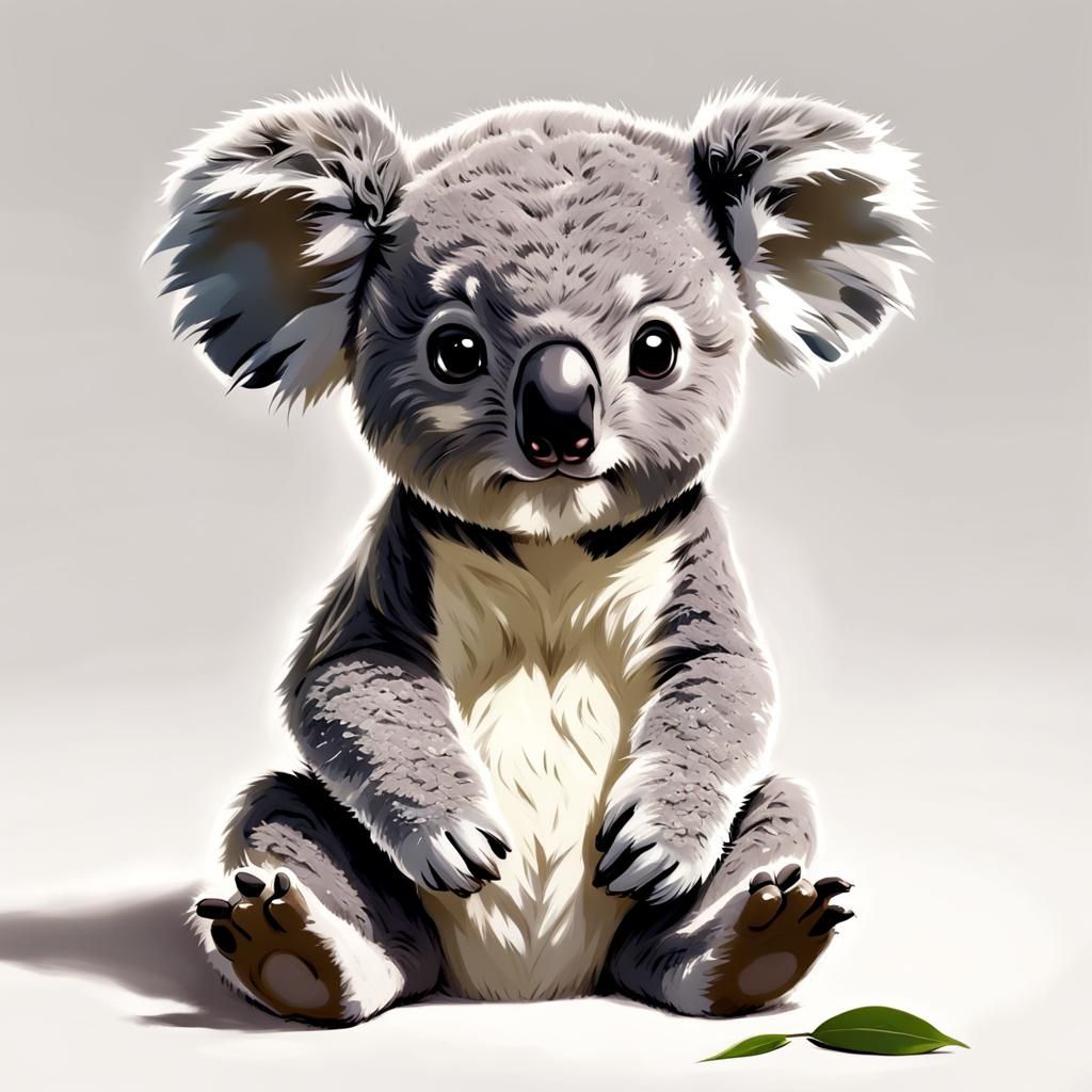Adorable Baby Koala in Anime Style