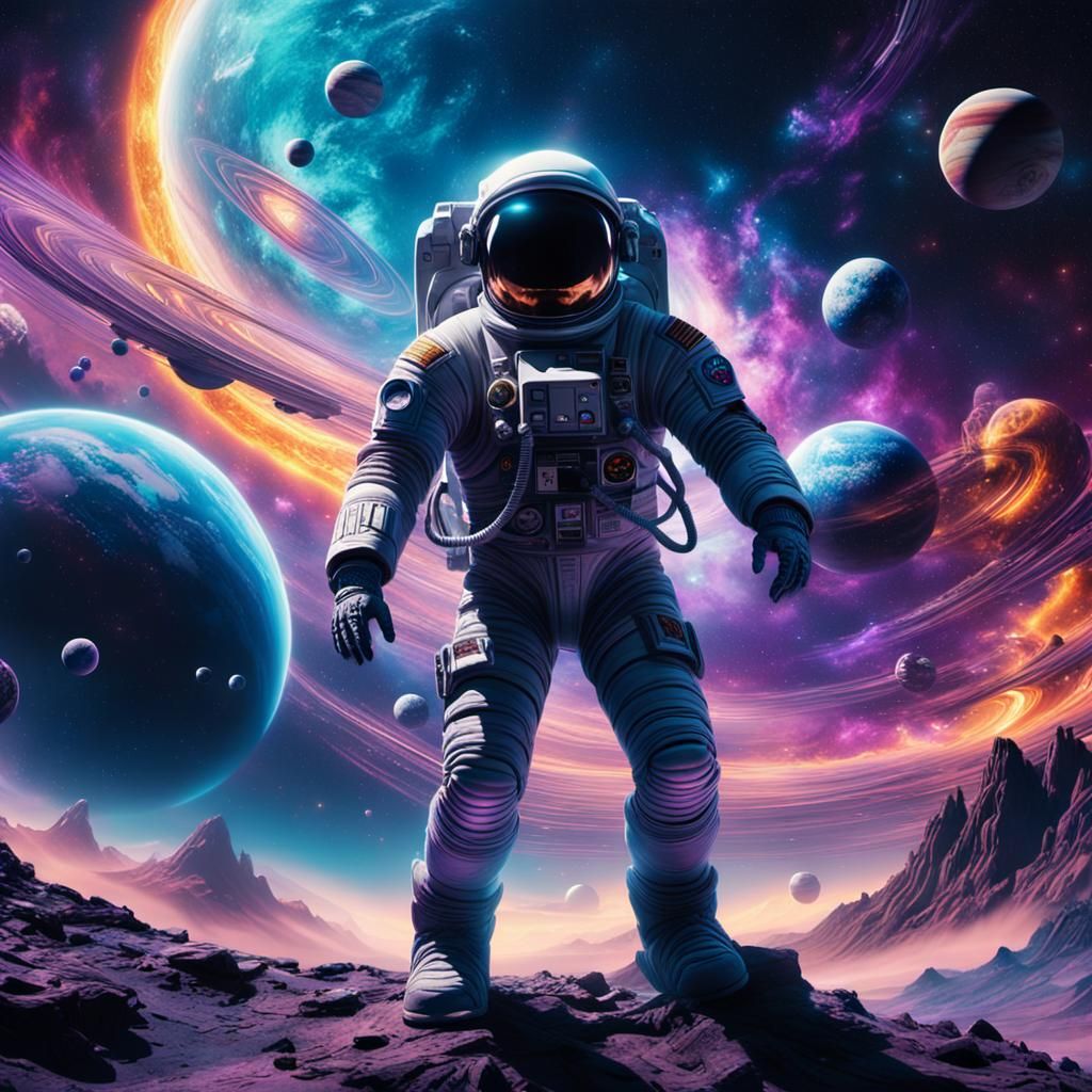 Astronaut in Galaxy: Epic Digital Matte Painting