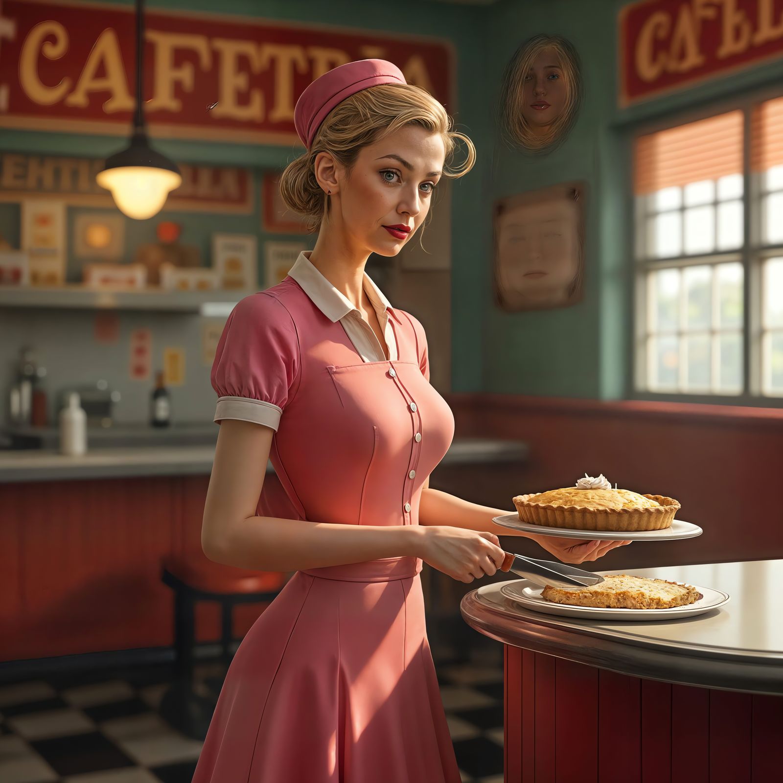 Glamorous 1930s Waitress in Art Deco Style