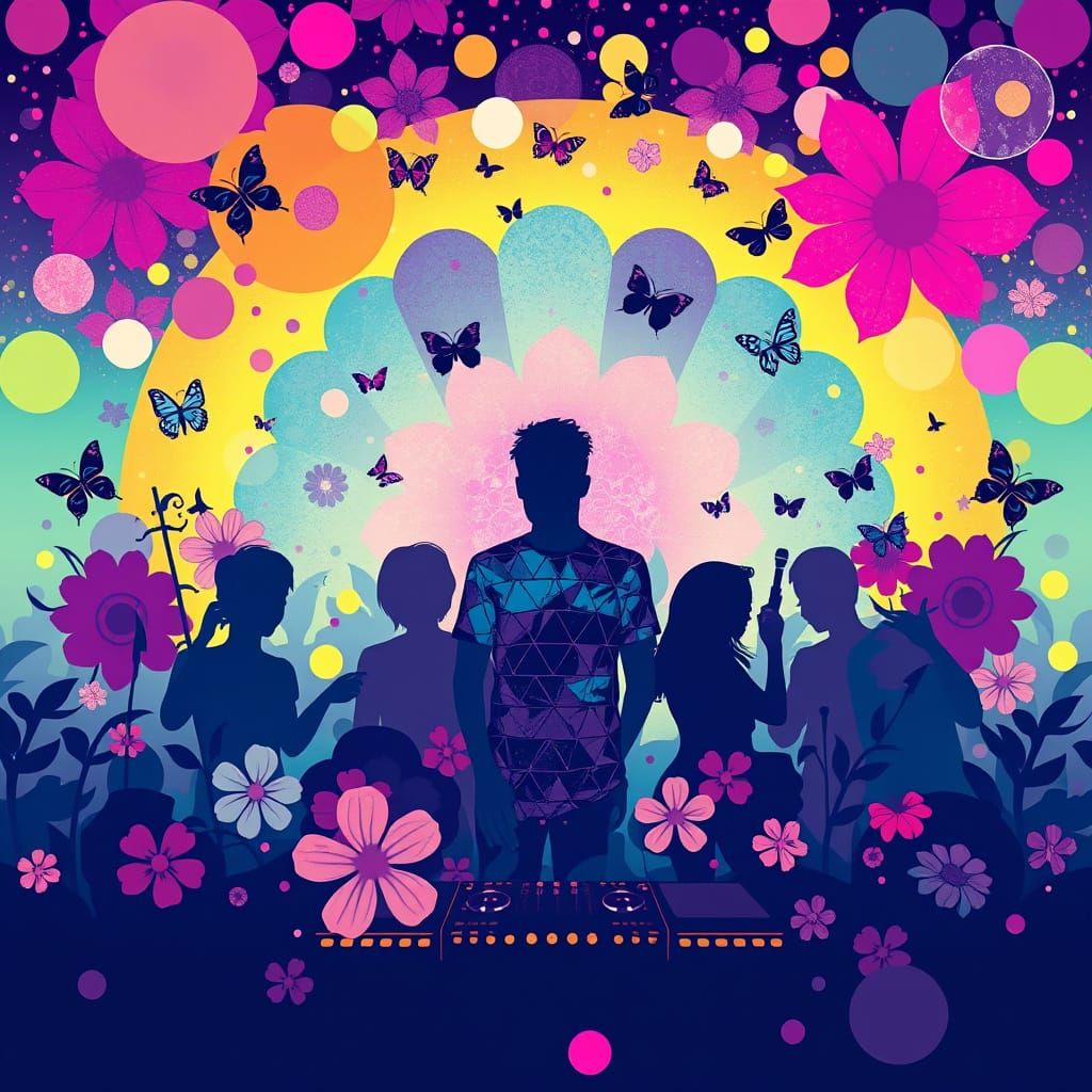 Vibrant Silhouettes in Abstract Digital Art