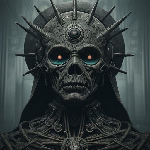 Cyberpunk King in Dystopian Church