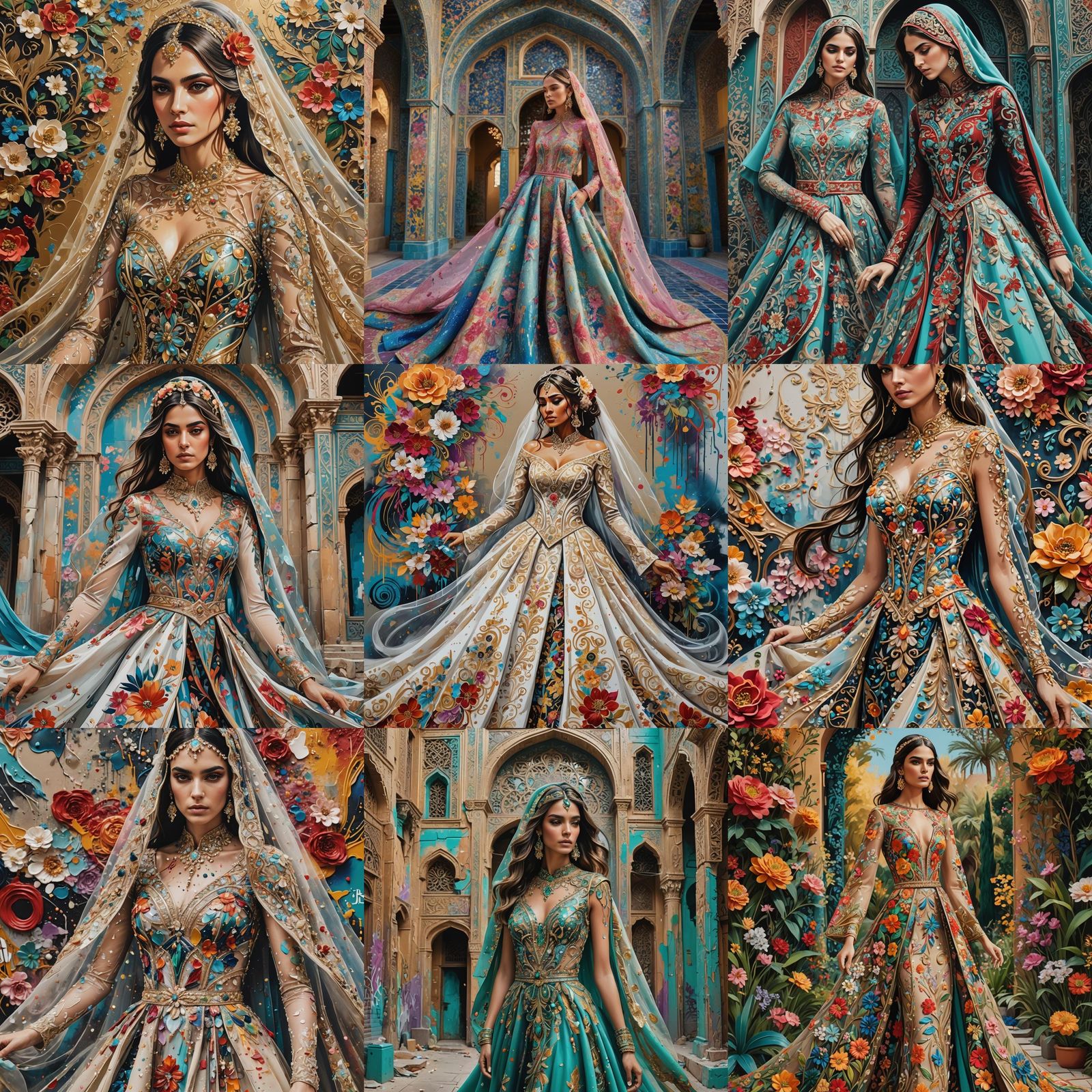 Elie Saab Inspired Persian Wedding Gowns as Graffiti Art