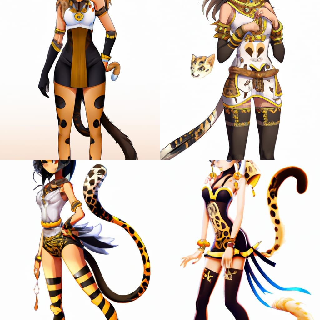Cheetah Kemonomimi Girl in Ancient Egypt, Anime Art