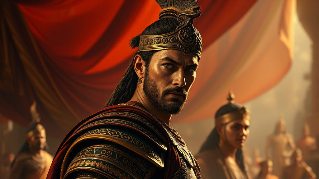 Epic Mahabharata Warrior in Regal Hyperrealism