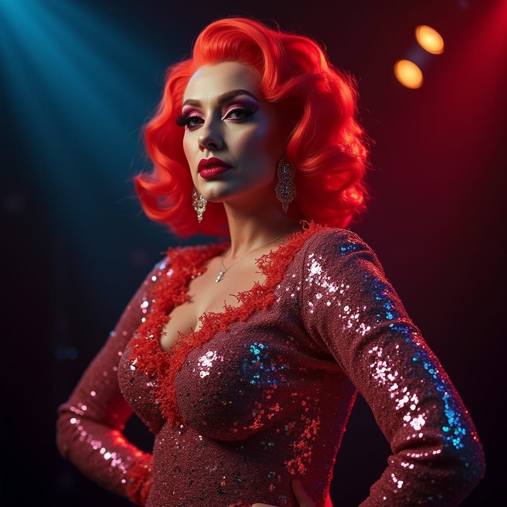 Confident Drag Queen in Sequined Costume