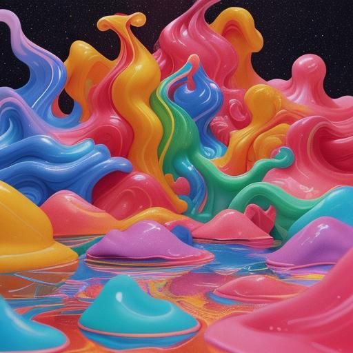 Fiery Water in Cosmos: Candy Art Style
