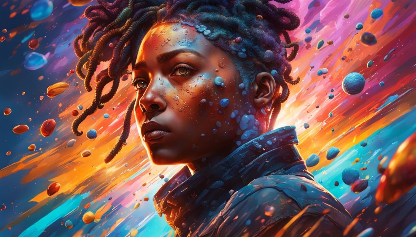 Hyperrealistic Face in Colorful Splash Art Style