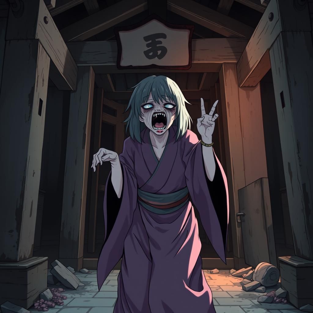 Terrifying Female Spirit Screaming in Abandoned Shrine