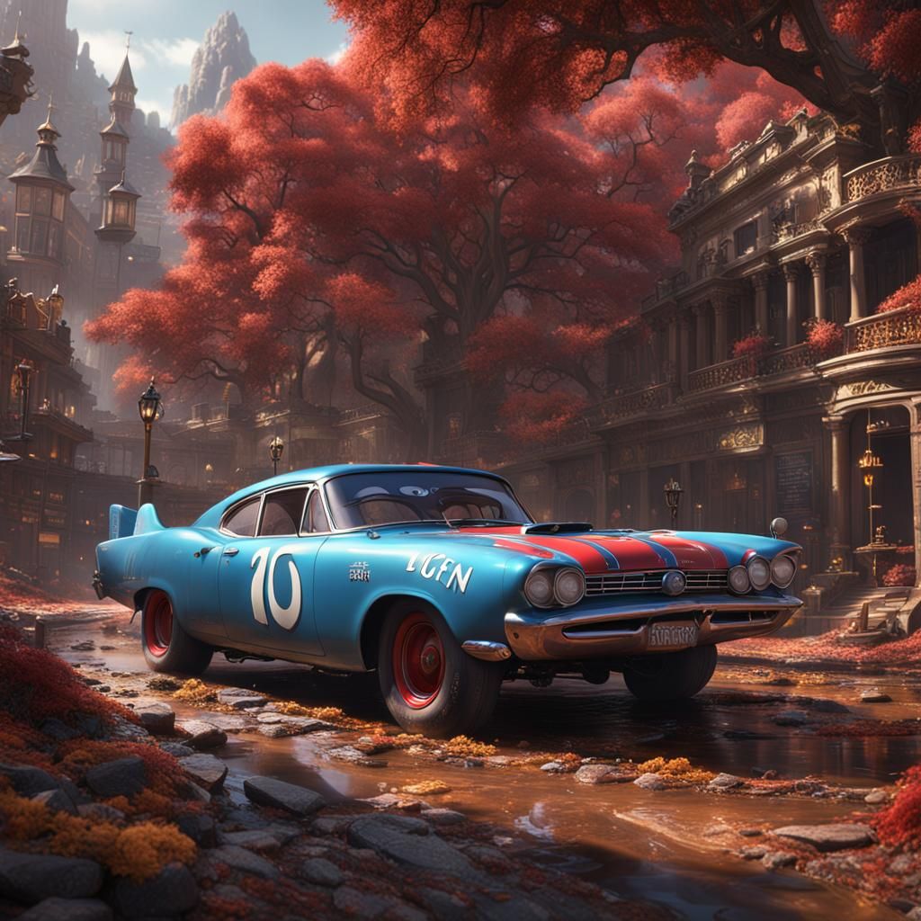 Detailed Matte Painting of Rayo McQueen