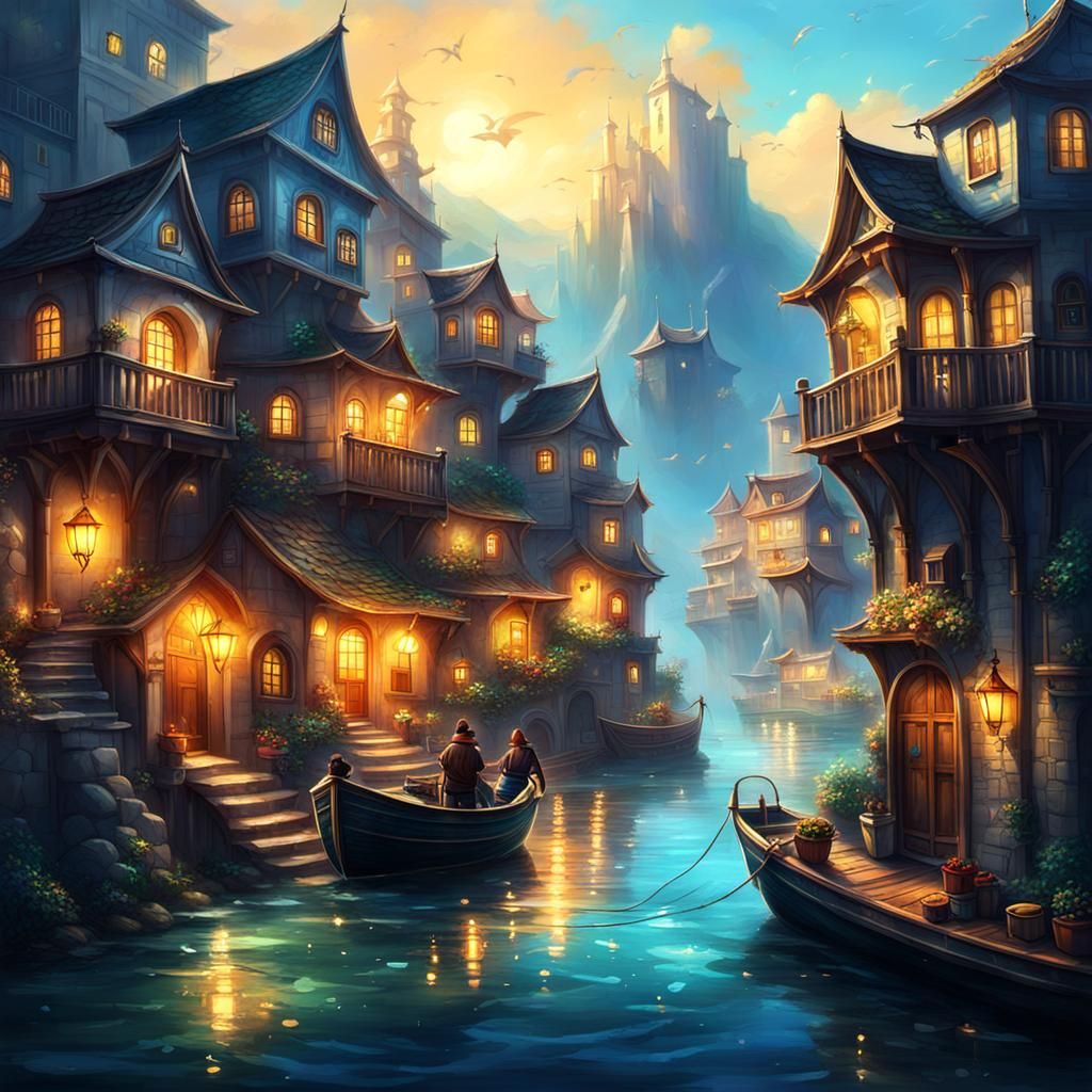 Dreamy Fisherman's Town in Epic Splash Art