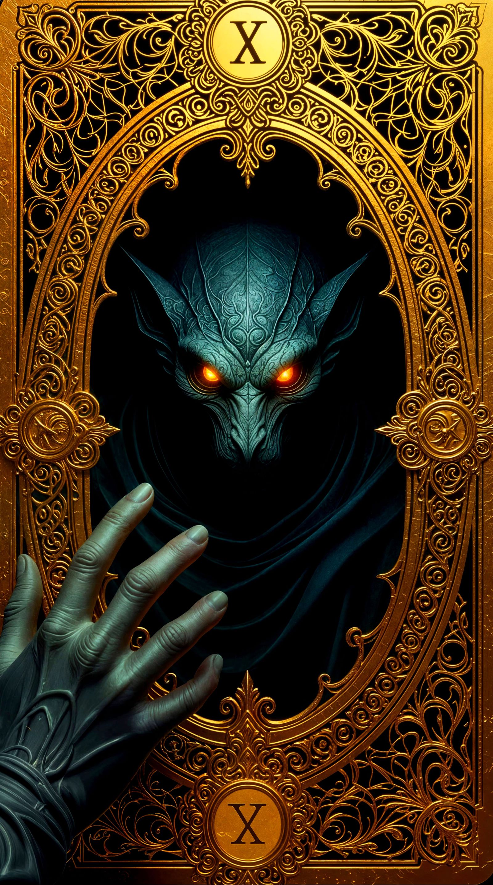 Magician Tarot Card Portal with Mythical Creature Emerging