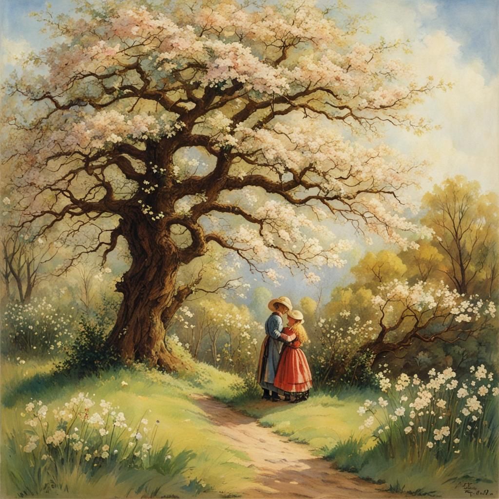 Enchanted Spring Tree Illustration
