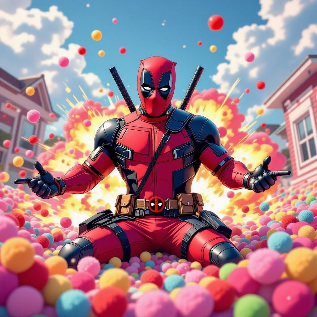 Deadpool in Candyland Explosion of Pom Pom Pops