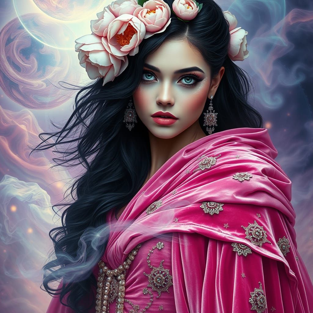 Mystical Goddess of Desire in Psychedelic Velvet