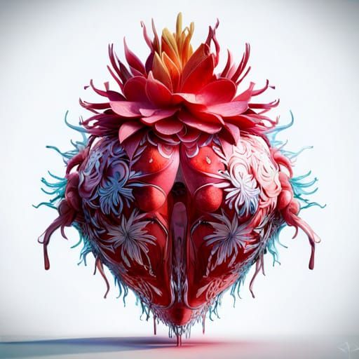 Glass Strawberry with Intricate Fantasypunk Designs